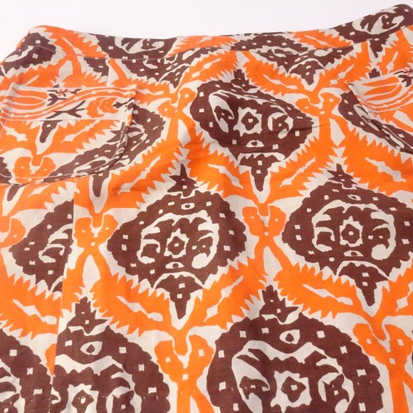 Plenty by Tracy Reese Brown Orange Cream Print Front Pocket Mini Skirt Sz 4 - Picture 5 of 12